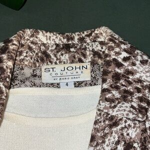 St. John Couture Brown and Cream Jacket skirt and shell